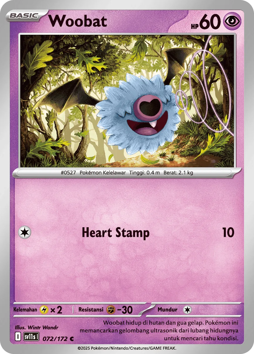 Woobat 072 — Black And White (Indonesian Pokémon TCG card)