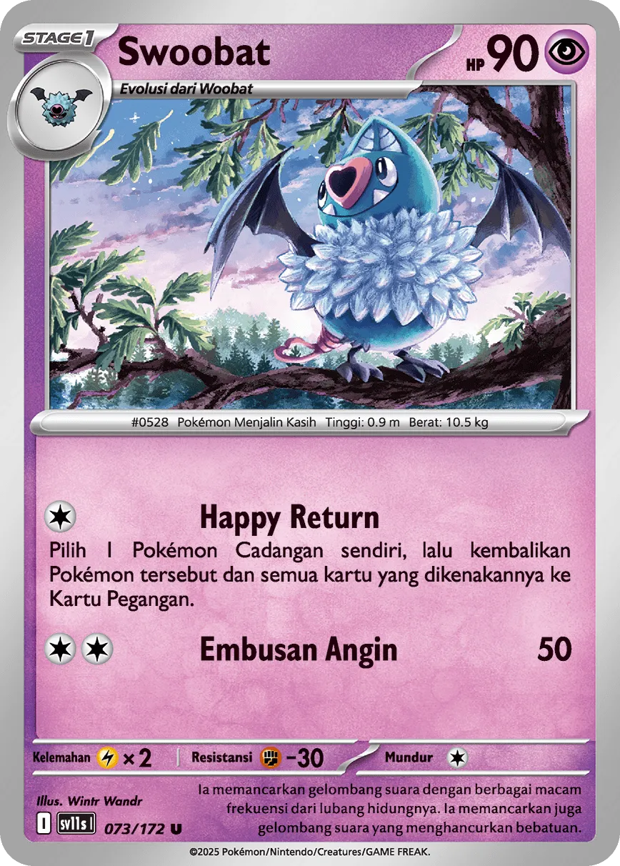 Swoobat 073 — Black And White (Indonesian Pokémon TCG card)