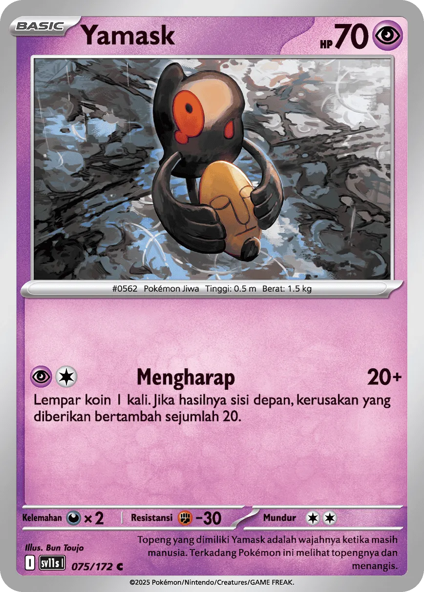Yamask 075 — Black And White (Indonesian Pokémon TCG card)