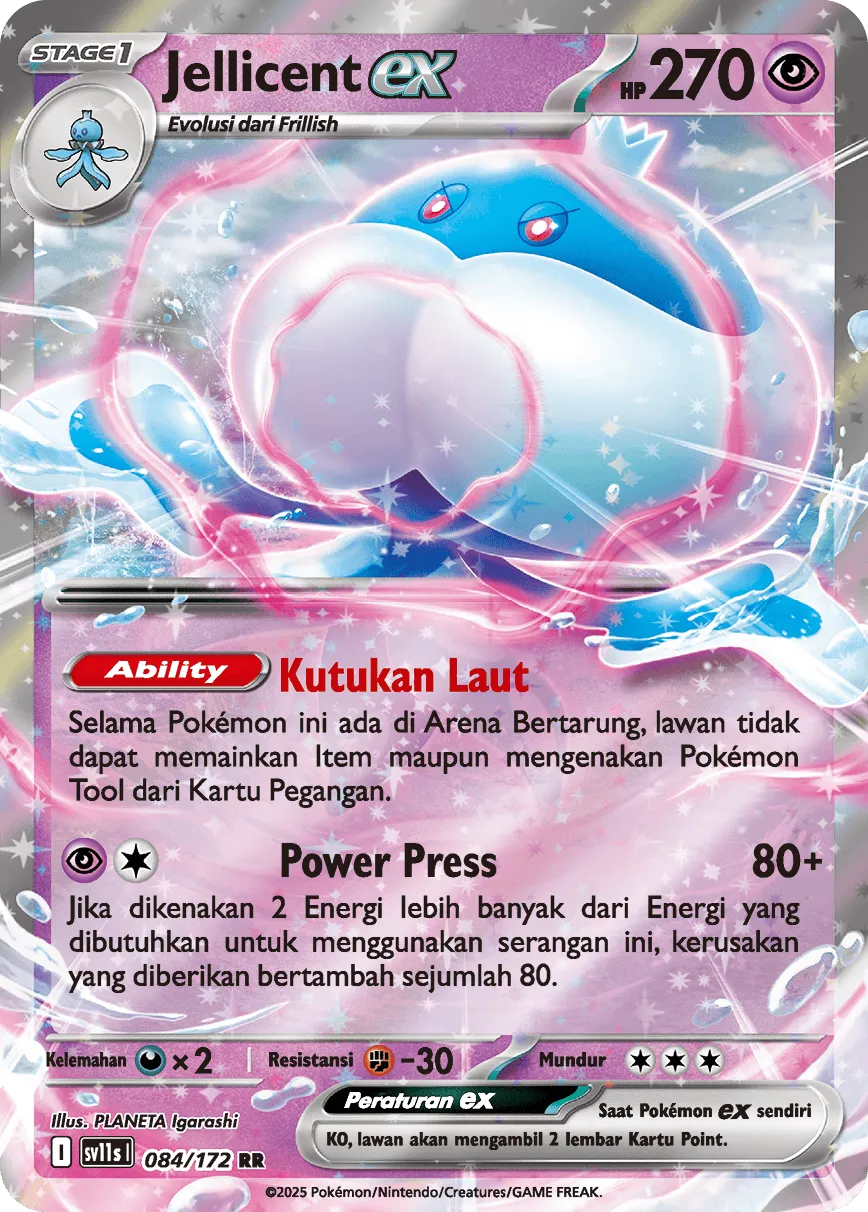 Jellicent ex 084 — Black And White (Indonesian Pokémon TCG card)