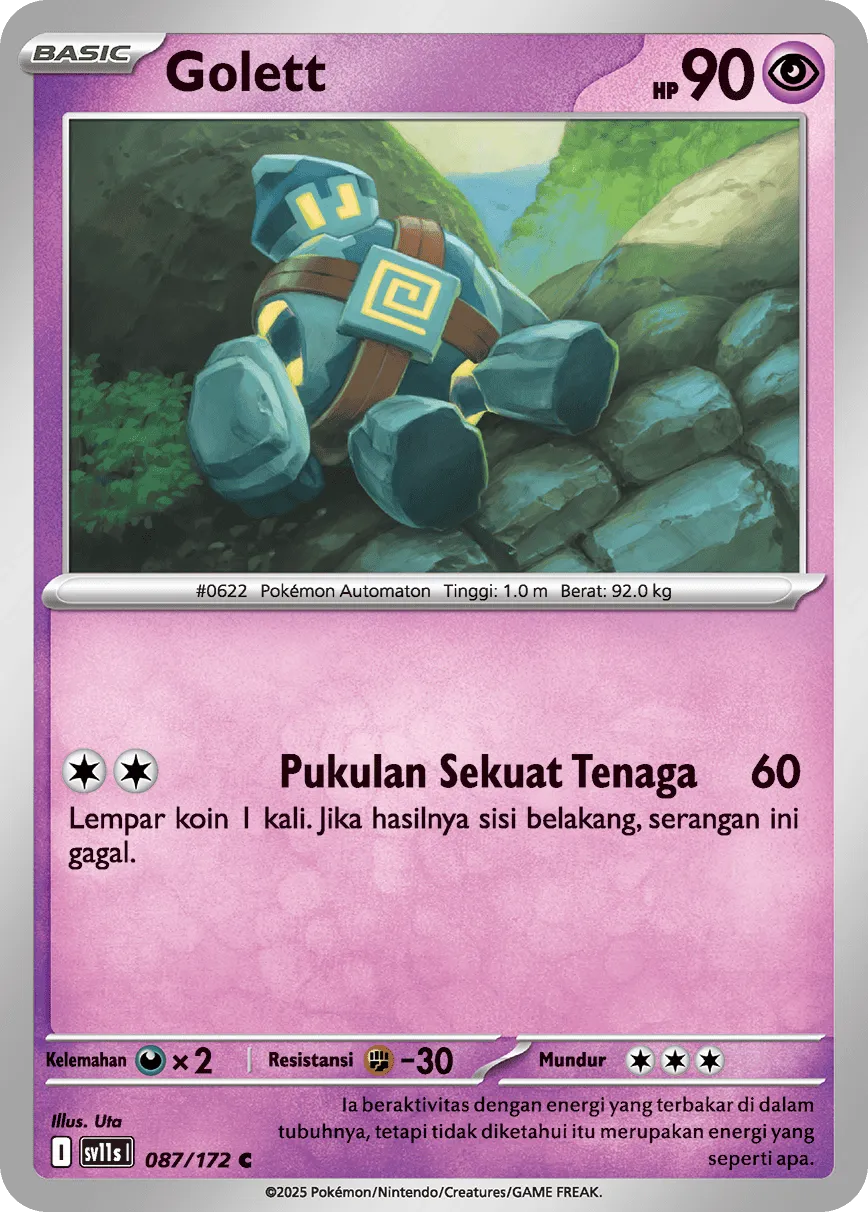 Golett 087 — Black And White (Indonesian Pokémon TCG card)