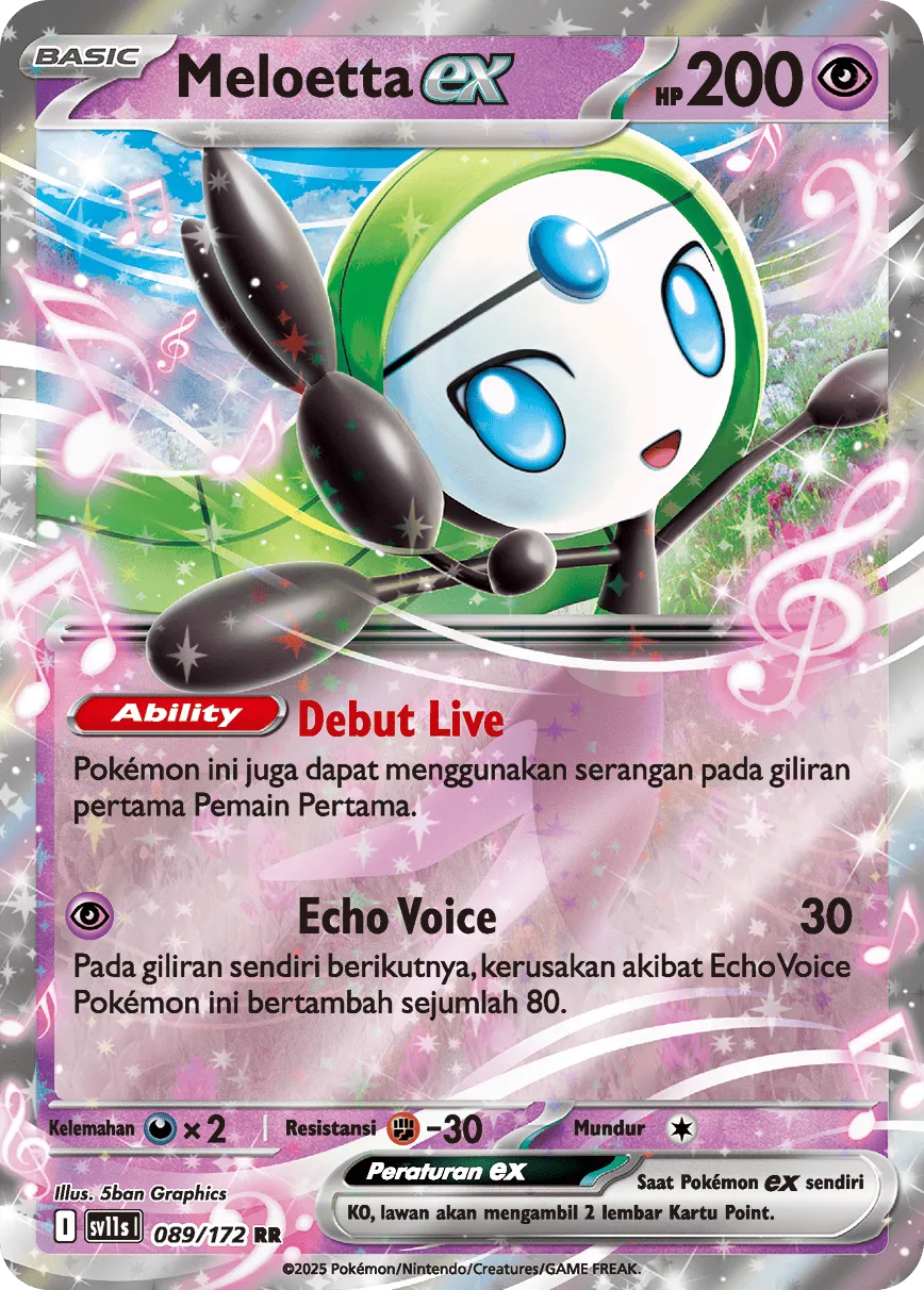 Meloetta ex 089 — Black And White (Indonesian Pokémon TCG card)