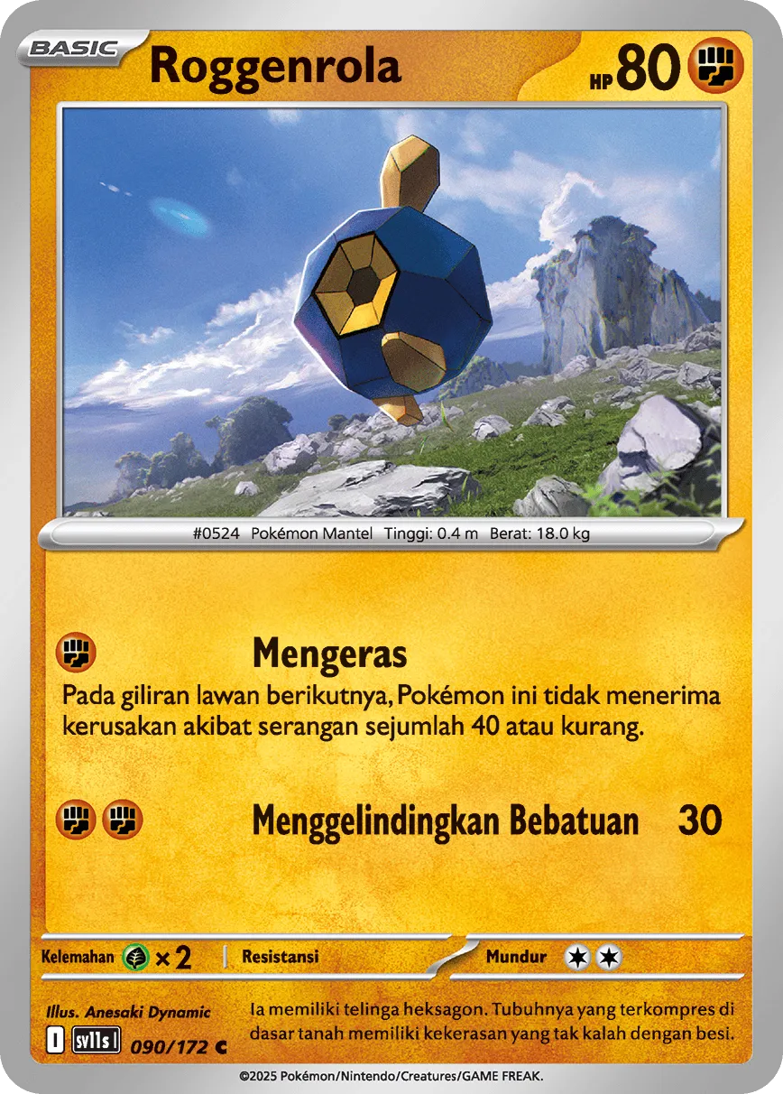 Roggenrola 090 — Black And White (Indonesian Pokémon TCG card)