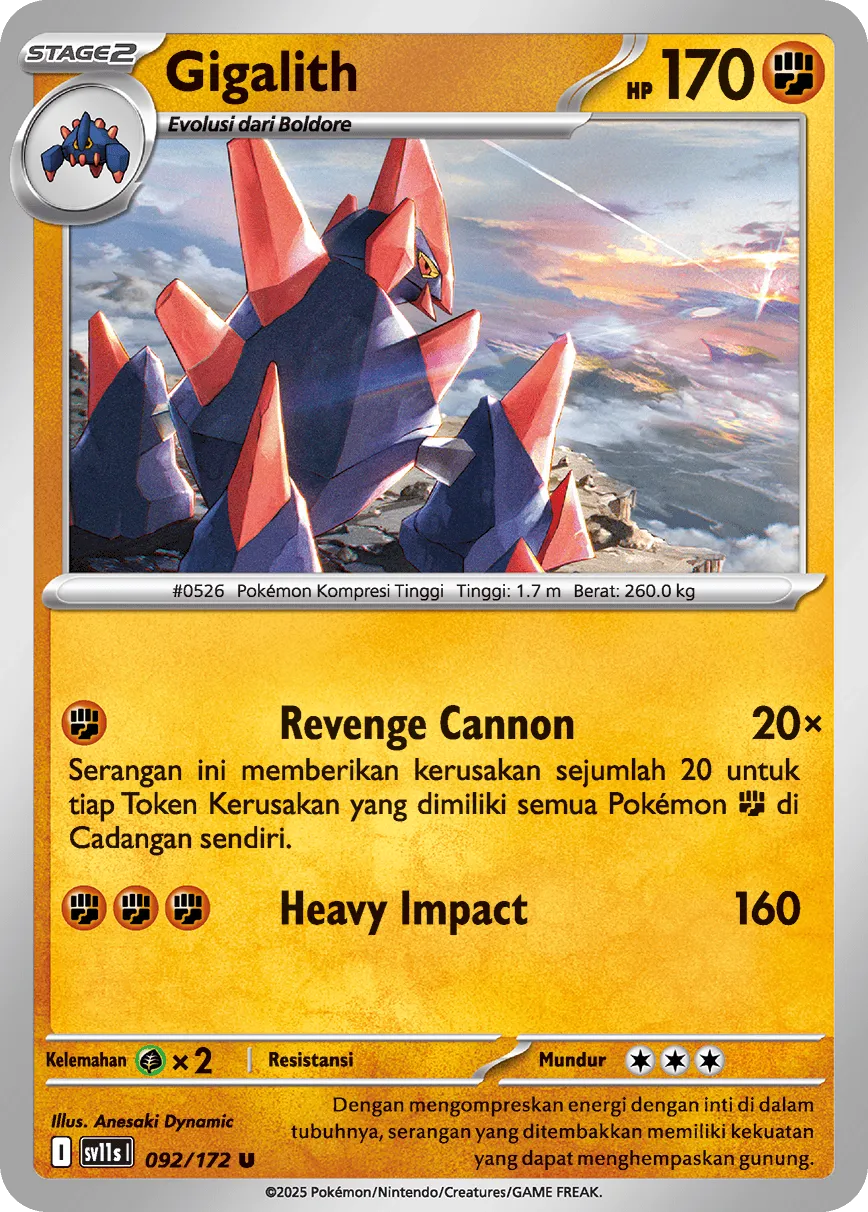 Gigalith 092 — Black And White (Indonesian Pokémon TCG card)