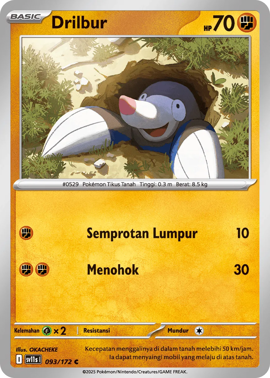 Drilbur 093 — Black And White (Indonesian Pokémon TCG card)