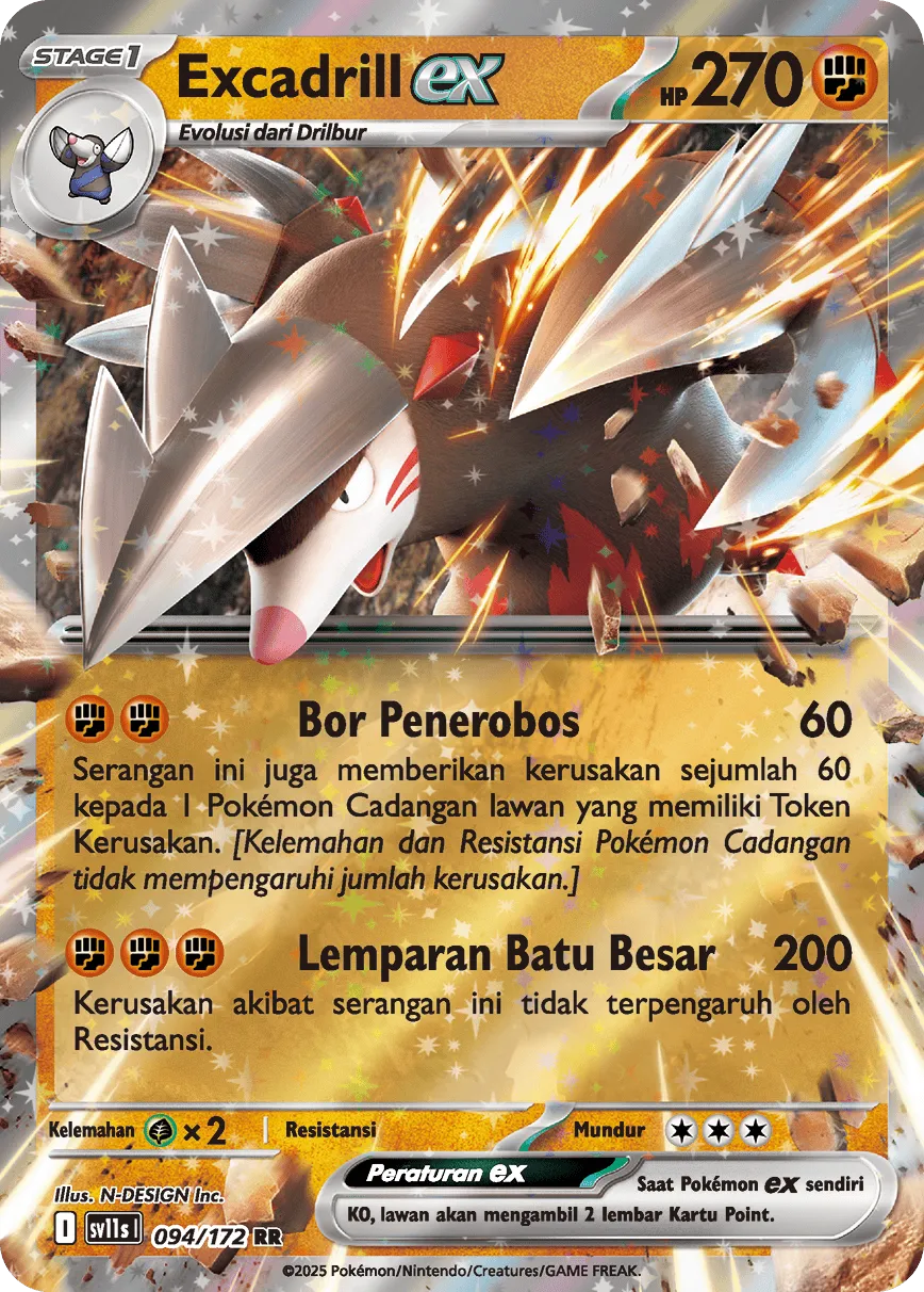 Excadrill ex 094 — Black And White (Indonesian Pokémon TCG card)