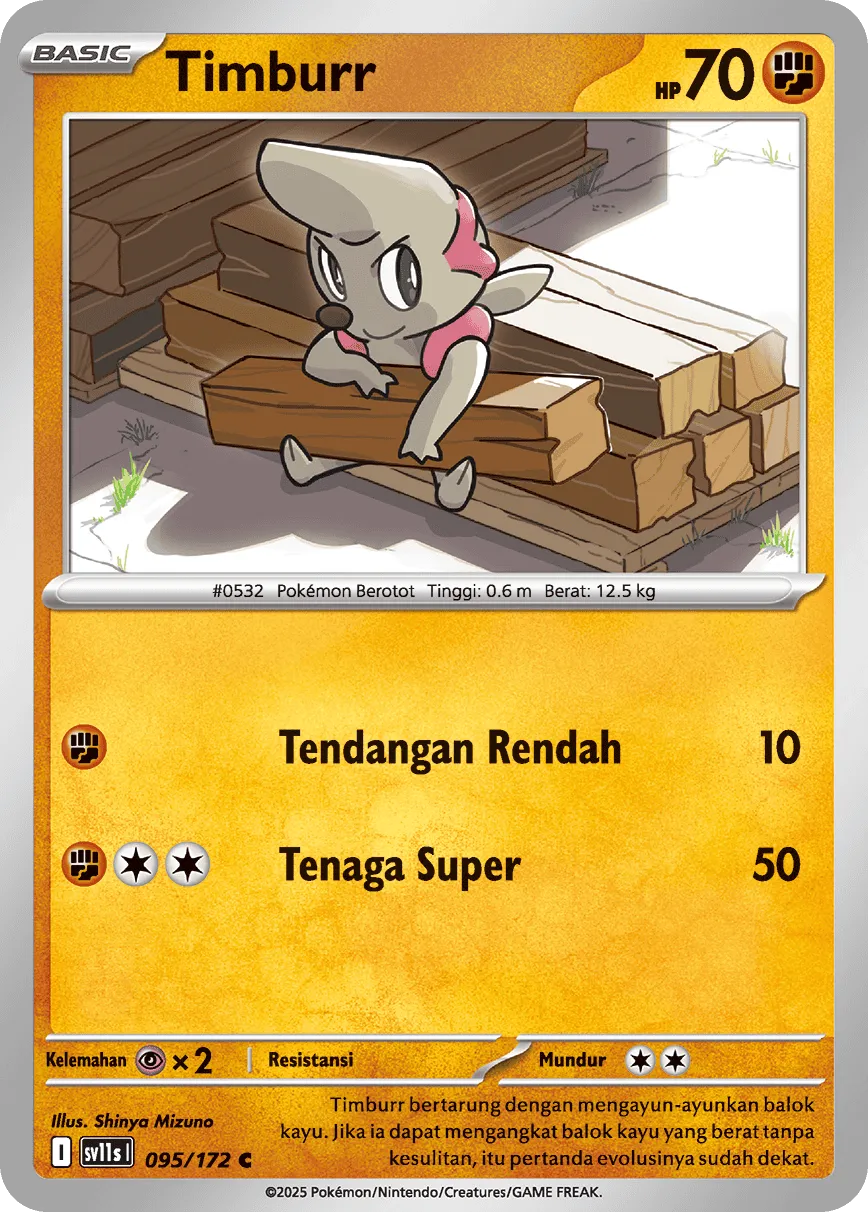 Timburr 095 — Black And White (Indonesian Pokémon TCG card)
