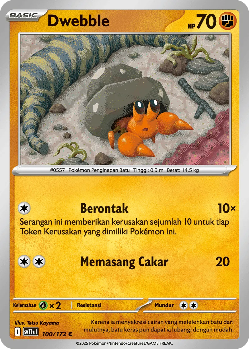 Dwebble 100 — Black And White (Indonesian Pokémon TCG card)