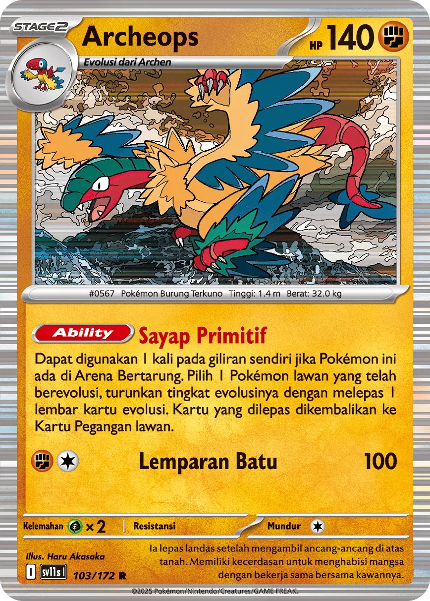 Archeops 103 — Black And White (Indonesian Pokémon TCG card)