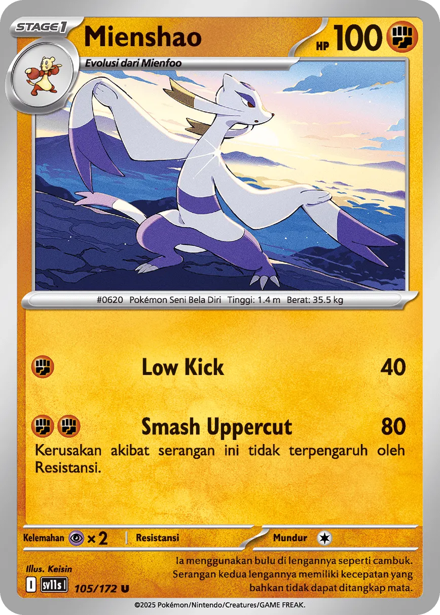 Mienshao 105 — Black And White (Indonesian Pokémon TCG card)