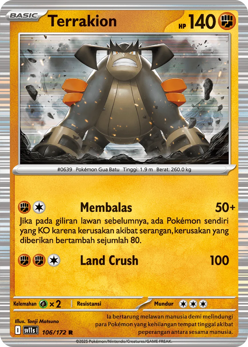 Terrakion 106 — Black And White (Indonesian Pokémon TCG card)