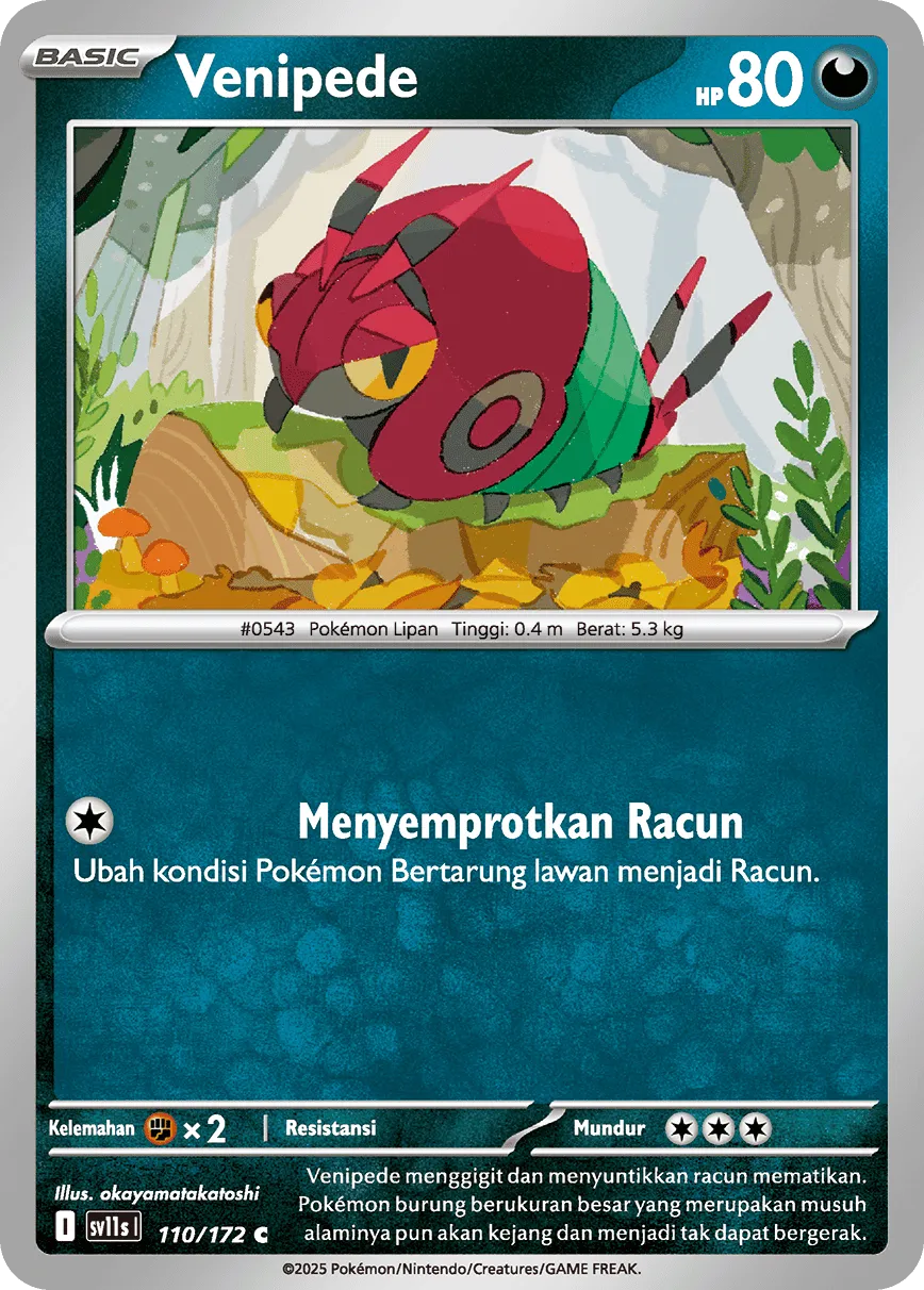 Venipede 110 — Black And White (Indonesian Pokémon TCG card)