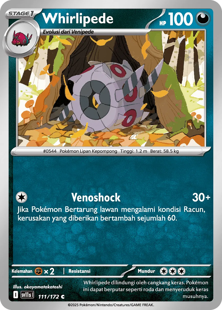 Whirlipede 111 — Black And White (Indonesian Pokémon TCG card)