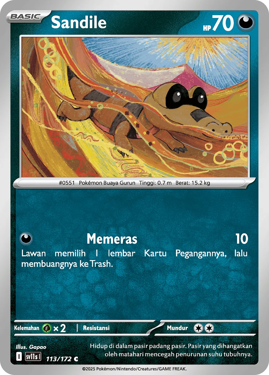 Sandile 113 — Black And White (Indonesian Pokémon TCG card)
