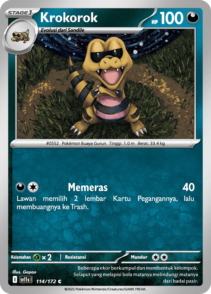 Krokorok 114 — Black And White (Indonesian Pokémon TCG card)
