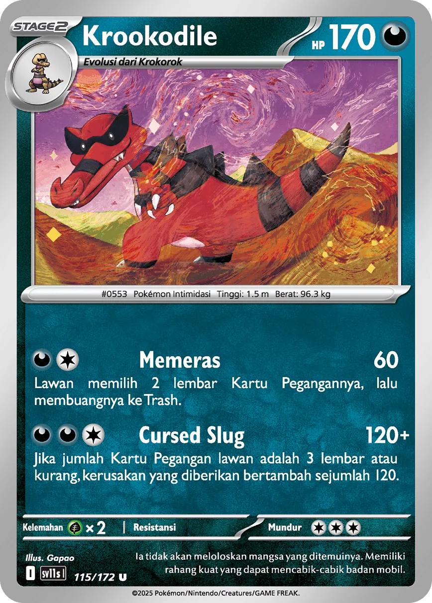 Krookodile 115 — Black And White (Indonesian Pokémon TCG card)