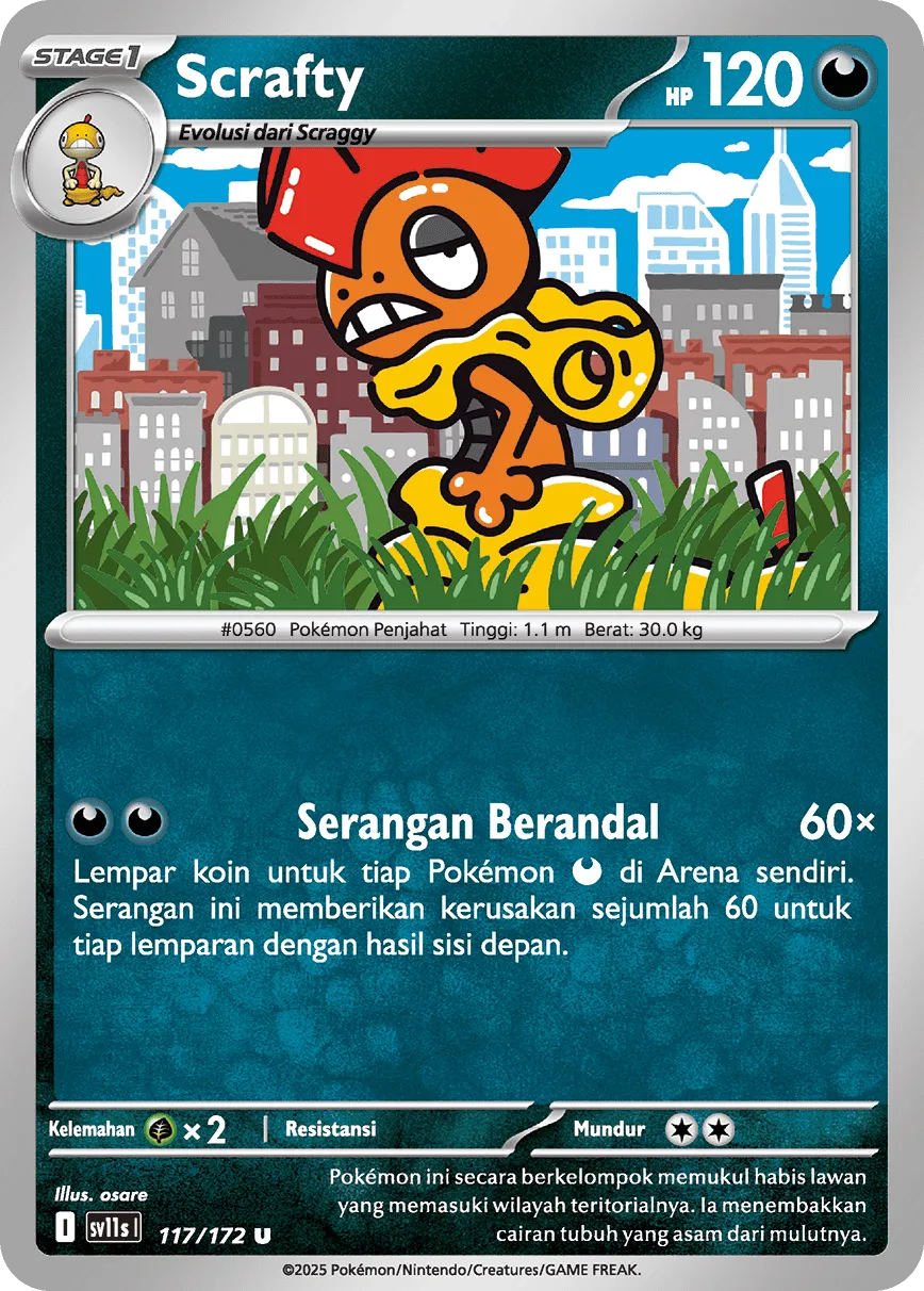 Scrafty 117 — Black And White (Indonesian Pokémon TCG card)