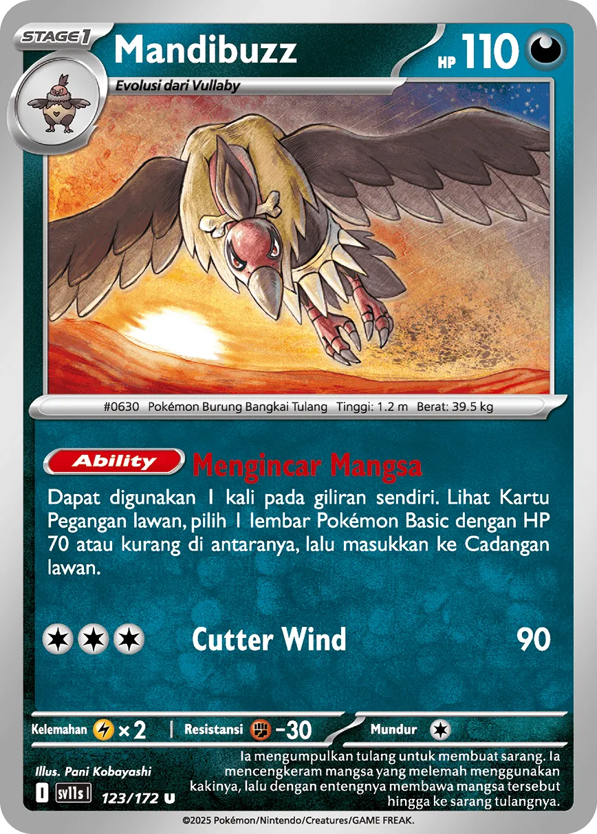 Mandibuzz 123 — Black And White (Indonesian Pokémon TCG card)