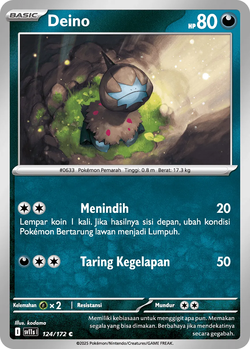 Deino 124 — Black And White (Indonesian Pokémon TCG card)
