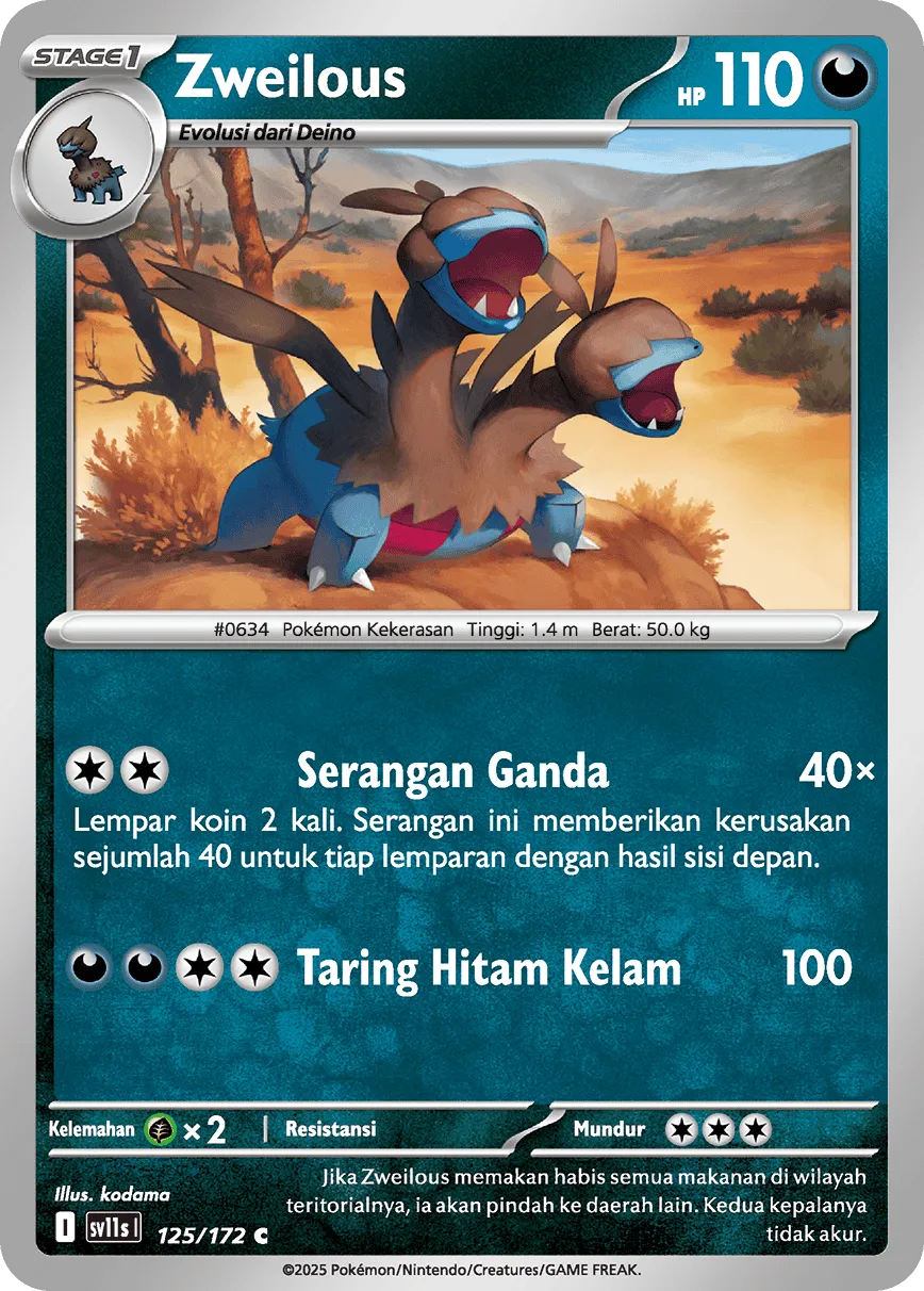 Zweilous 125 — Black And White (Indonesian Pokémon TCG card)