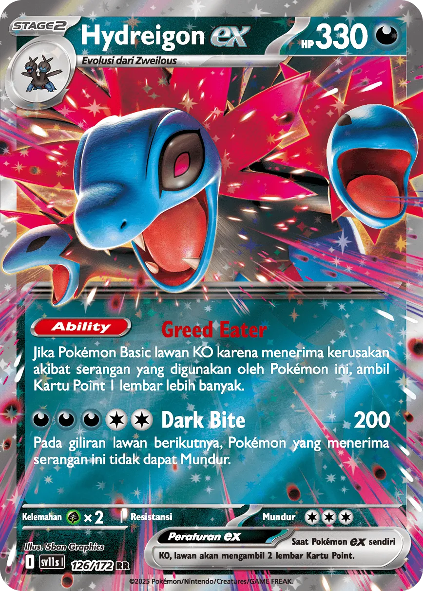 Hydreigon ex 126 — Black And White (Indonesian Pokémon TCG card)