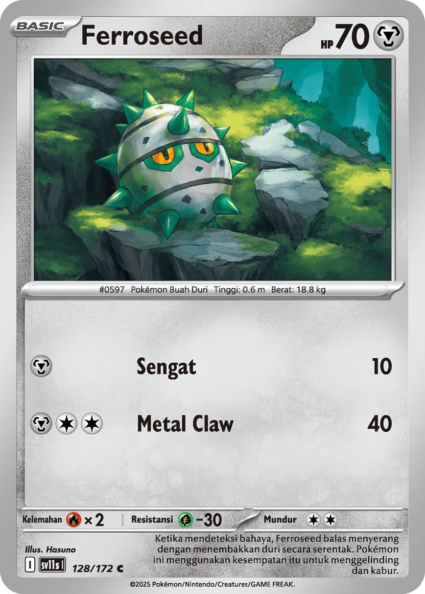 Ferroseed 128 — Black And White (Indonesian Pokémon TCG card)