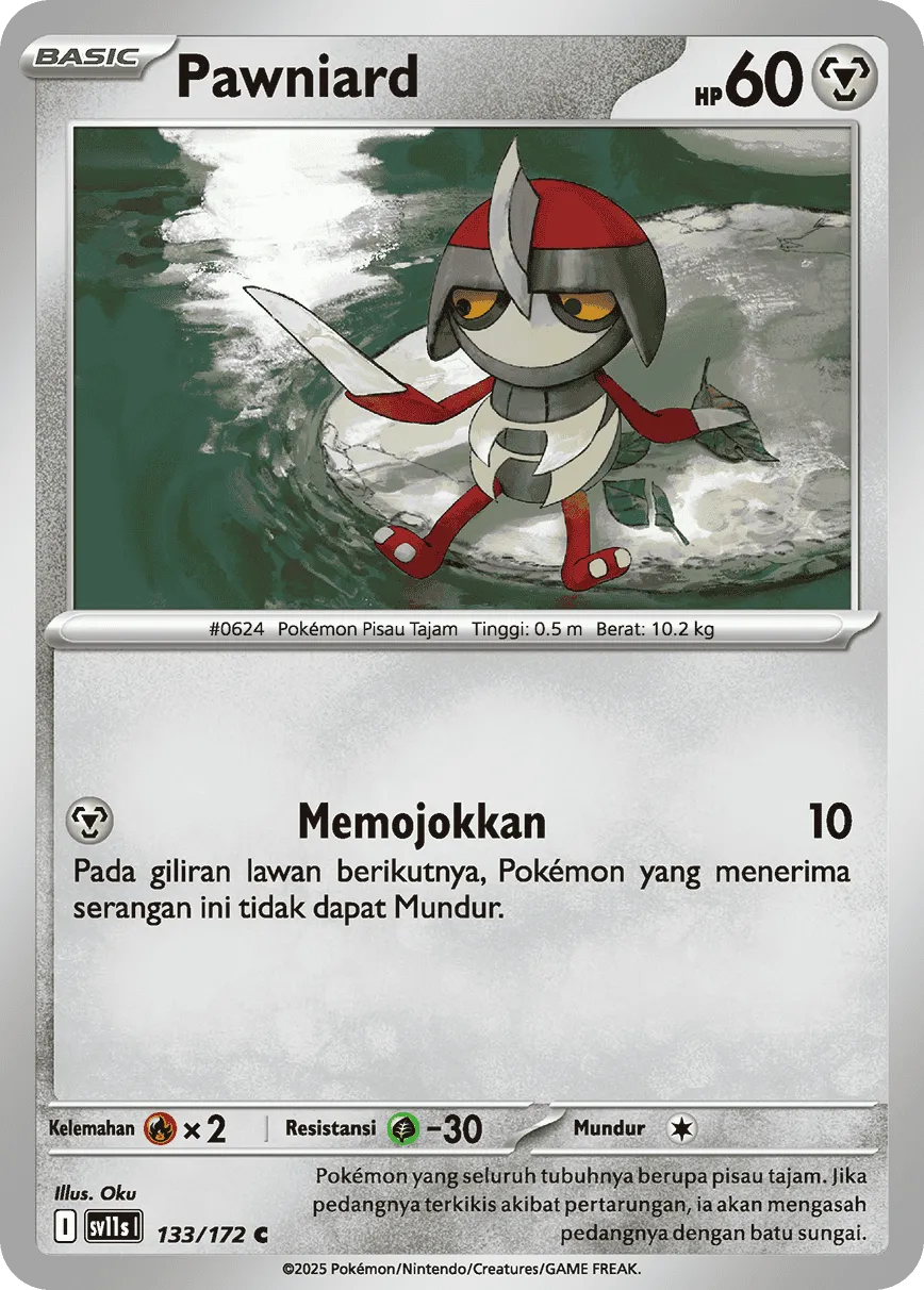 Pawniard 133 — Black And White (Indonesian Pokémon TCG card)