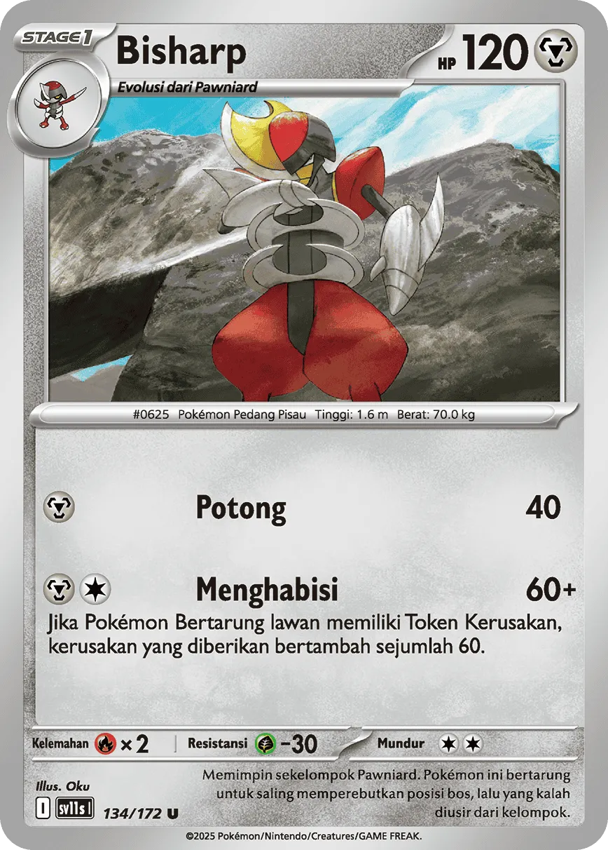Bisharp 134 — Black And White (Indonesian Pokémon TCG card)