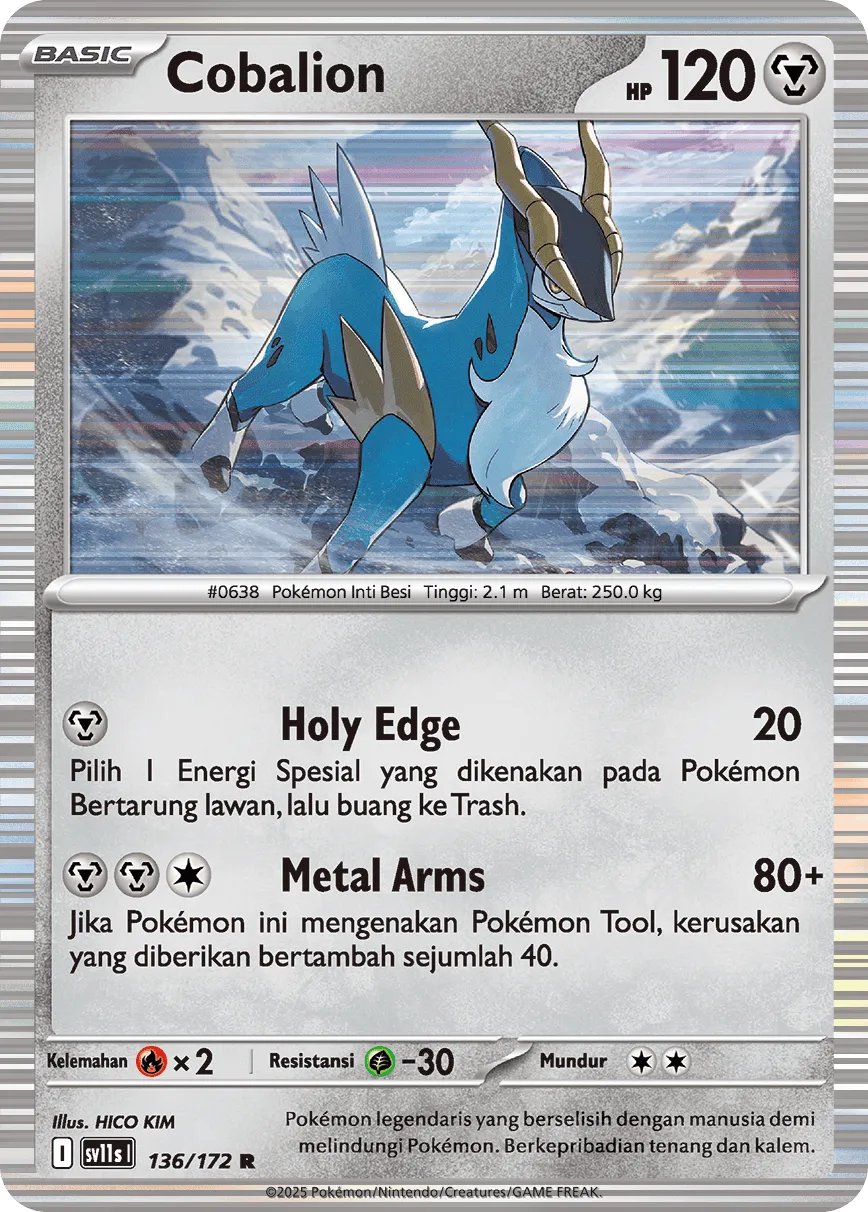 Cobalion 136 — Black And White (Indonesian Pokémon TCG card)