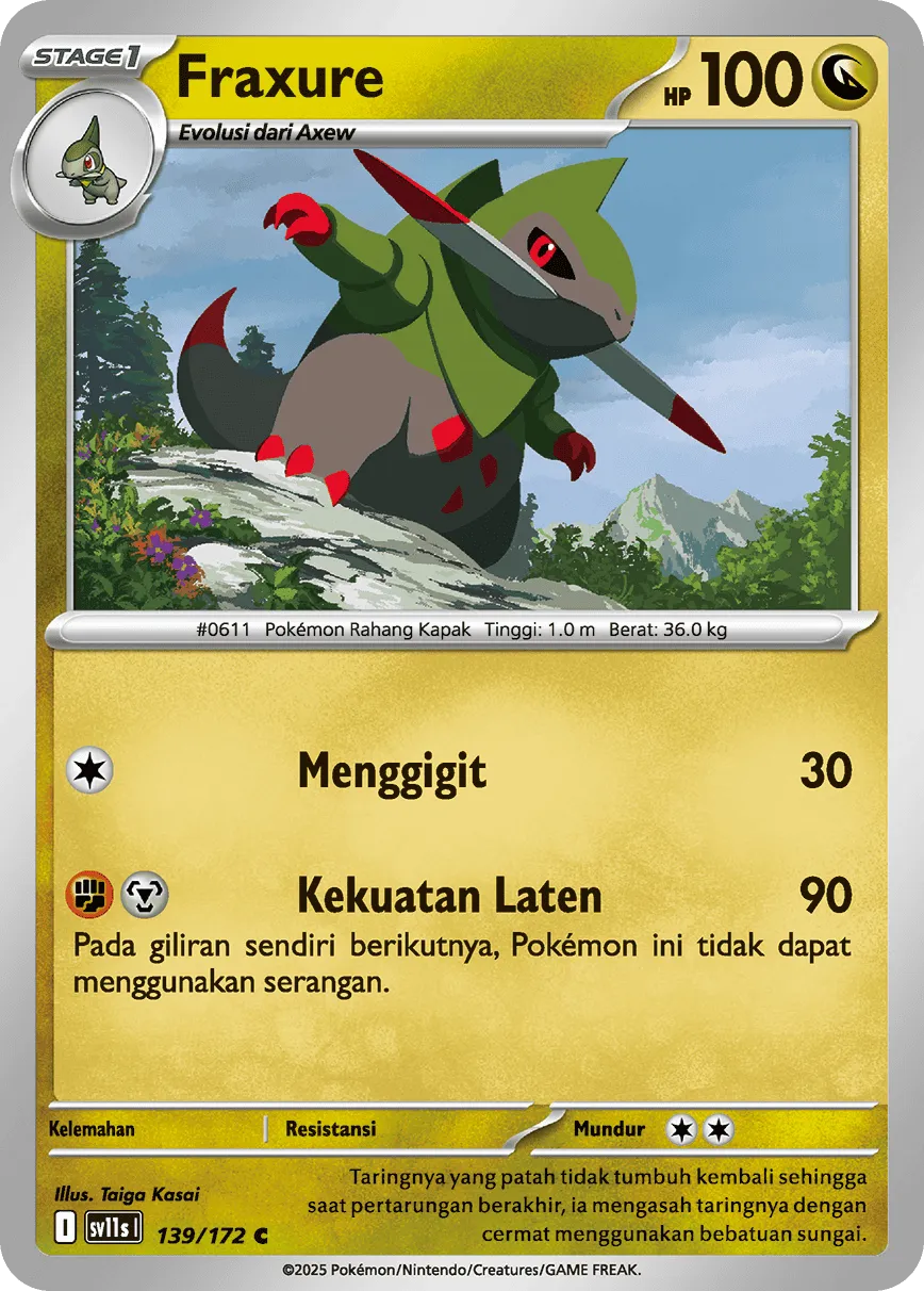 Fraxure 139 — Black And White (Indonesian Pokémon TCG card)