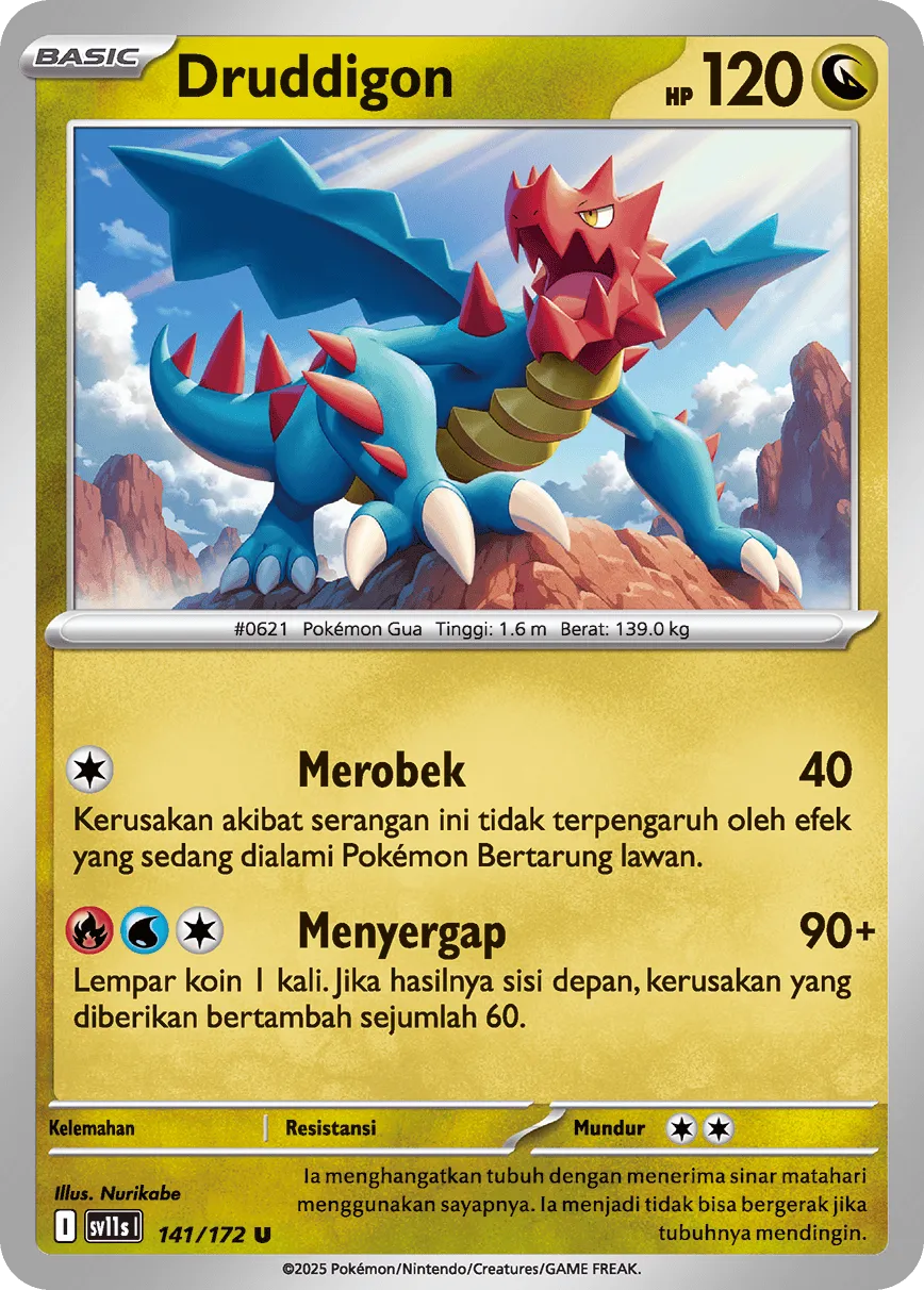 Druddigon 141 — Black And White (Indonesian Pokémon TCG card)