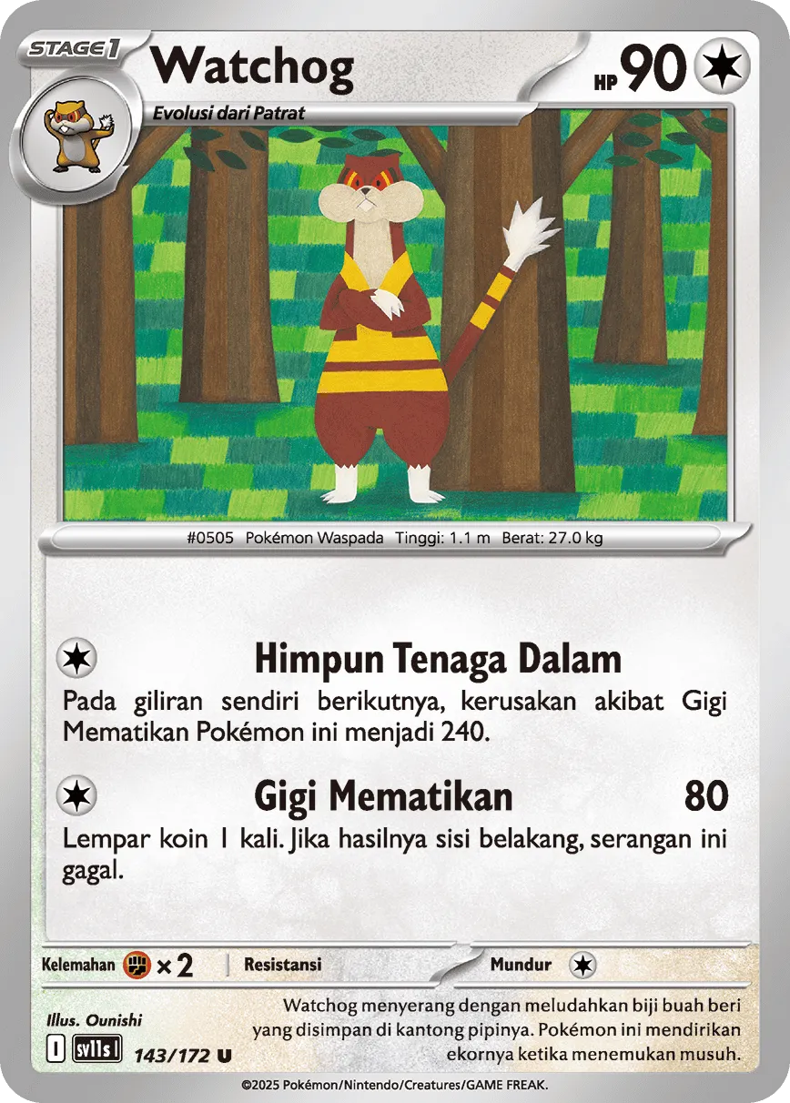 Watchog 143 — Black And White (Indonesian Pokémon TCG card)