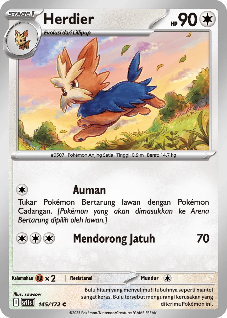 Herdier 145 — Black And White (Indonesian Pokémon TCG card)