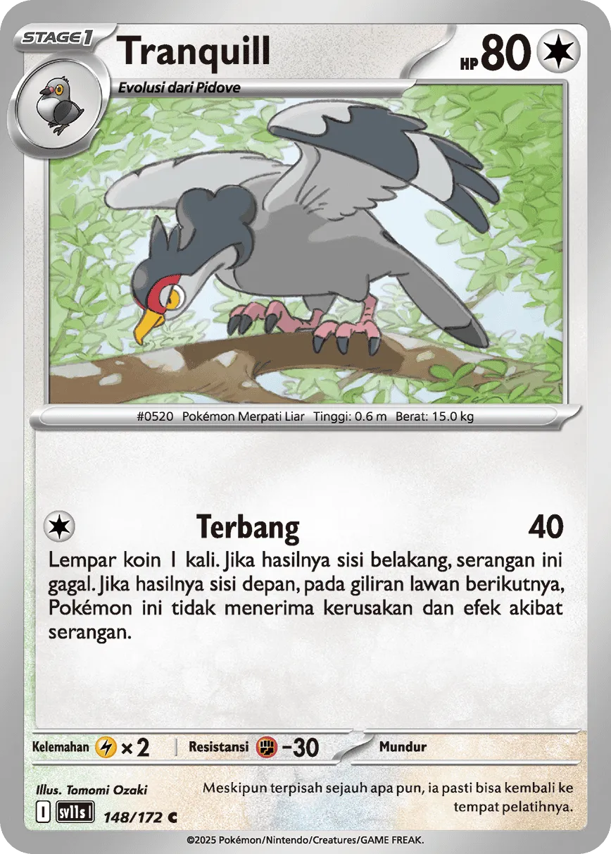 Tranquill 148 — Black And White (Indonesian Pokémon TCG card)