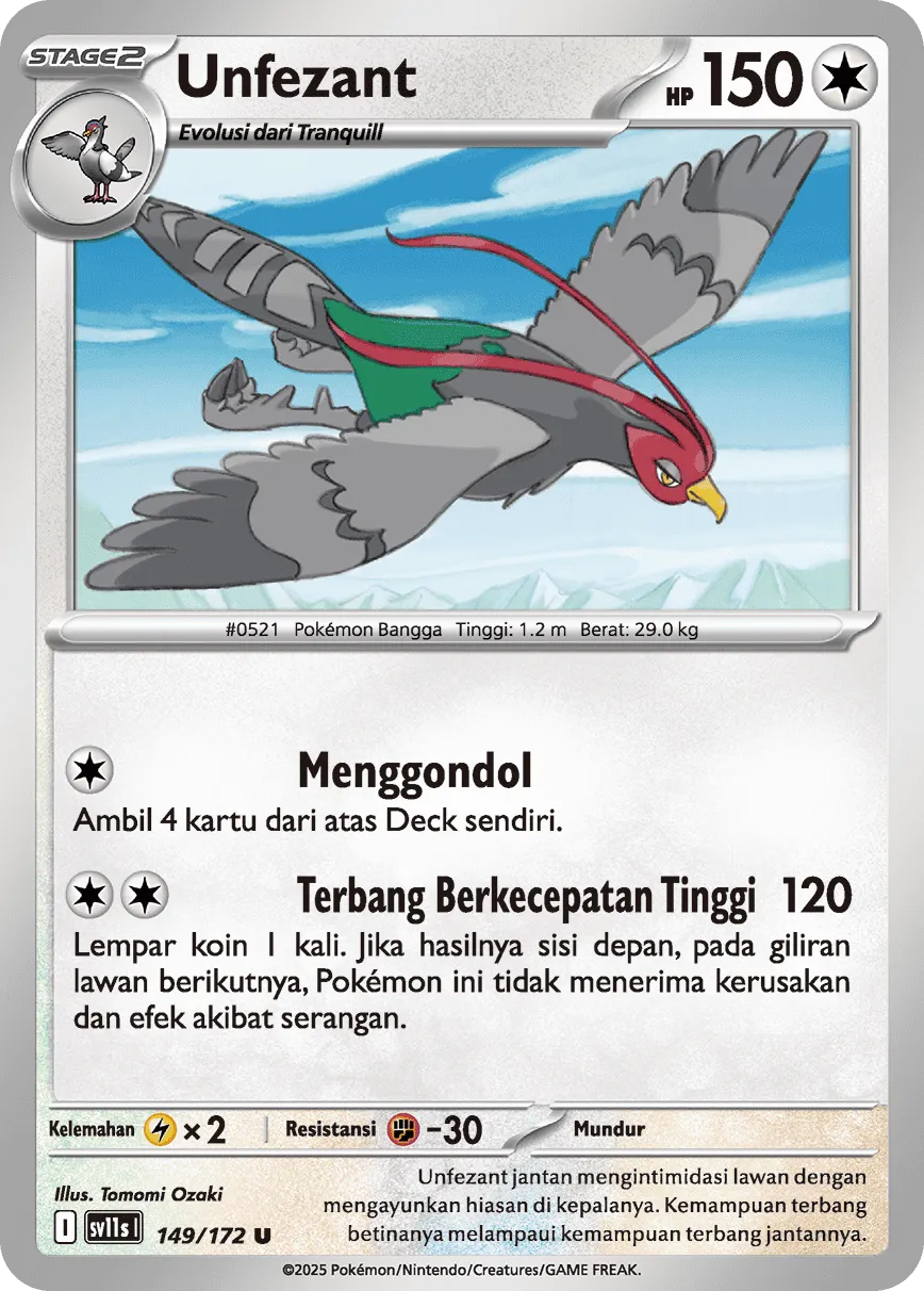 Unfezant 149 — Black And White (Indonesian Pokémon TCG card)