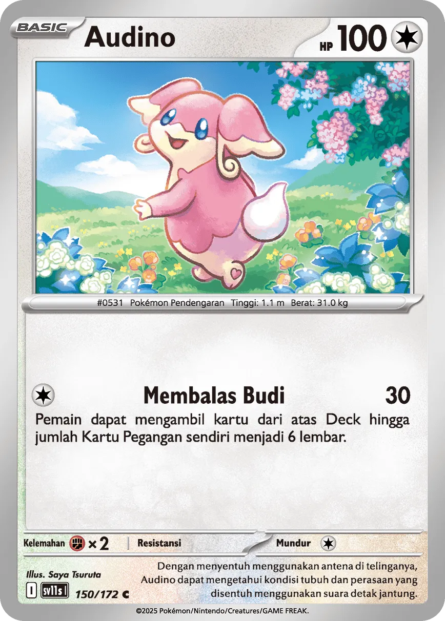 Audino 150 — Black And White (Indonesian Pokémon TCG card)