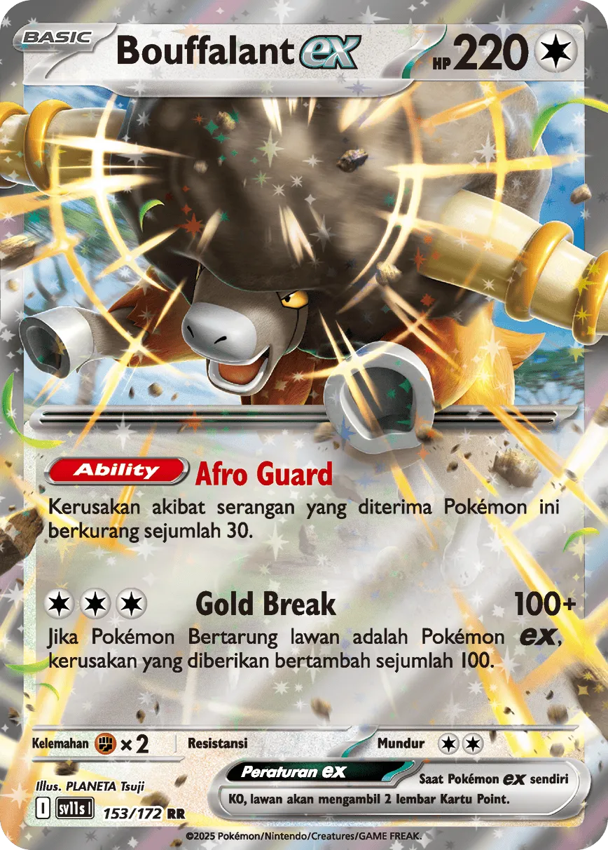 Bouffalant ex 153 — Black And White (Indonesian Pokémon TCG card)