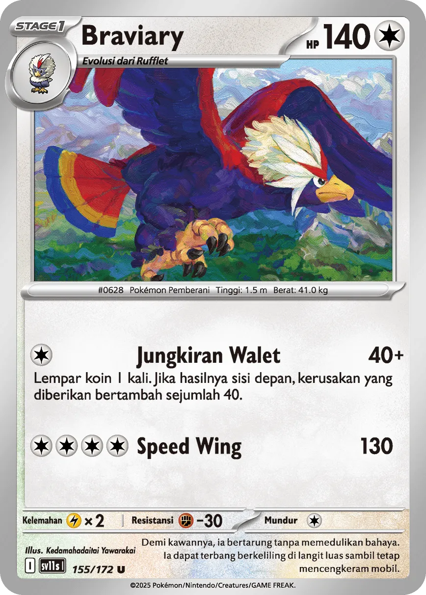 Braviary 155 — Black And White (Indonesian Pokémon TCG card)