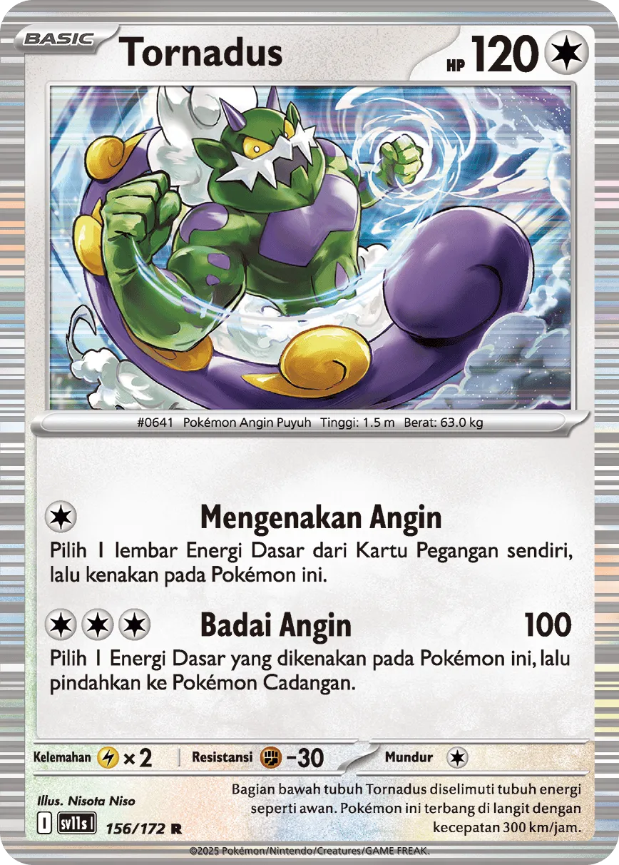 Tornadus 156 — Black And White (Indonesian Pokémon TCG card)