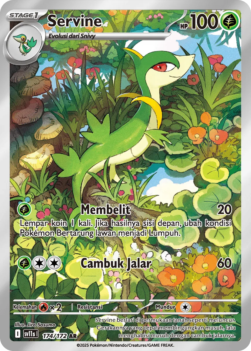 Servine 174 — Black And White (Indonesian Pokémon TCG card)