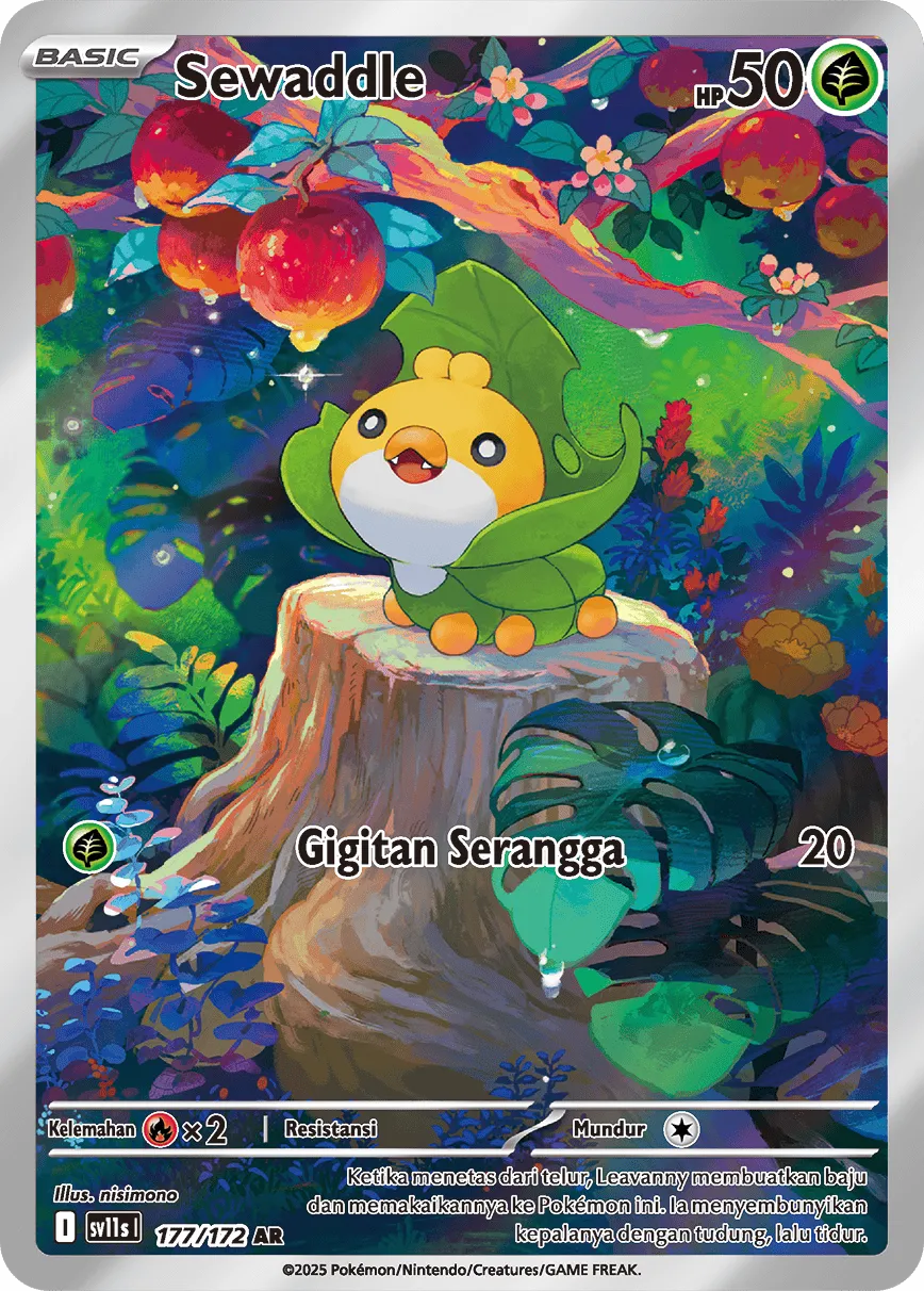 Sewaddle 177 — Black And White (Indonesian Pokémon TCG card)