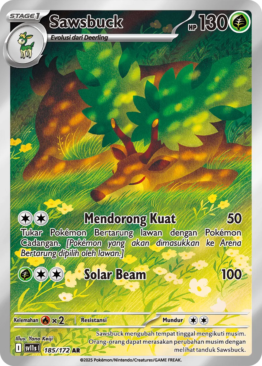 Sawsbuck 185 — Black And White (Indonesian Pokémon TCG card)