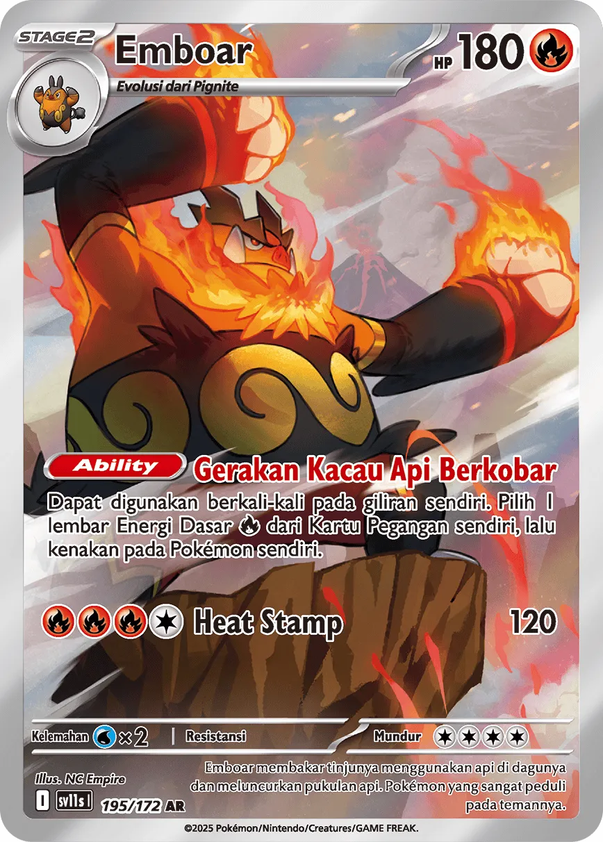 Emboar 195 — Black And White (Indonesian Pokémon TCG card)