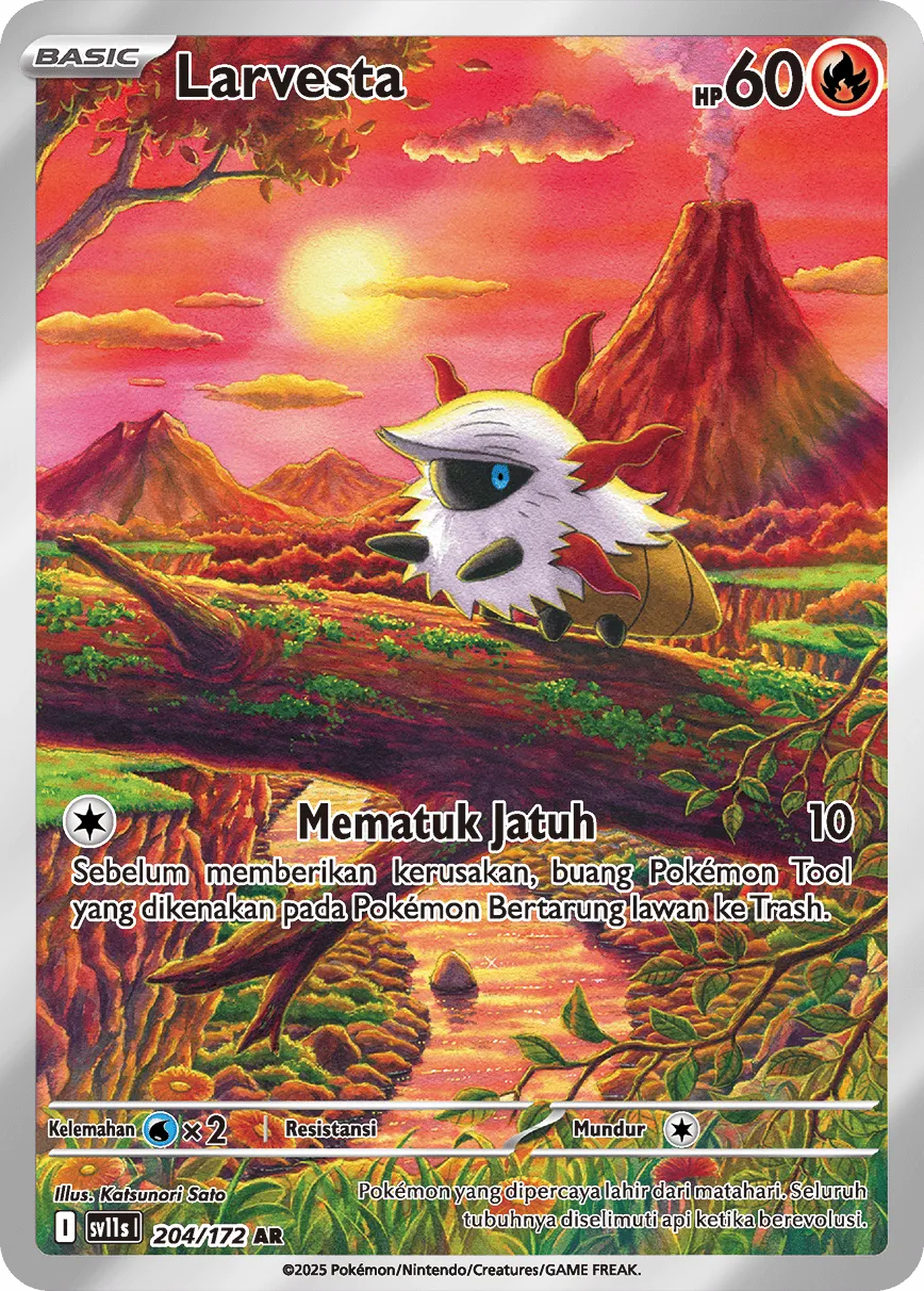 Larvesta 204 — Black And White (Indonesian Pokémon TCG card)