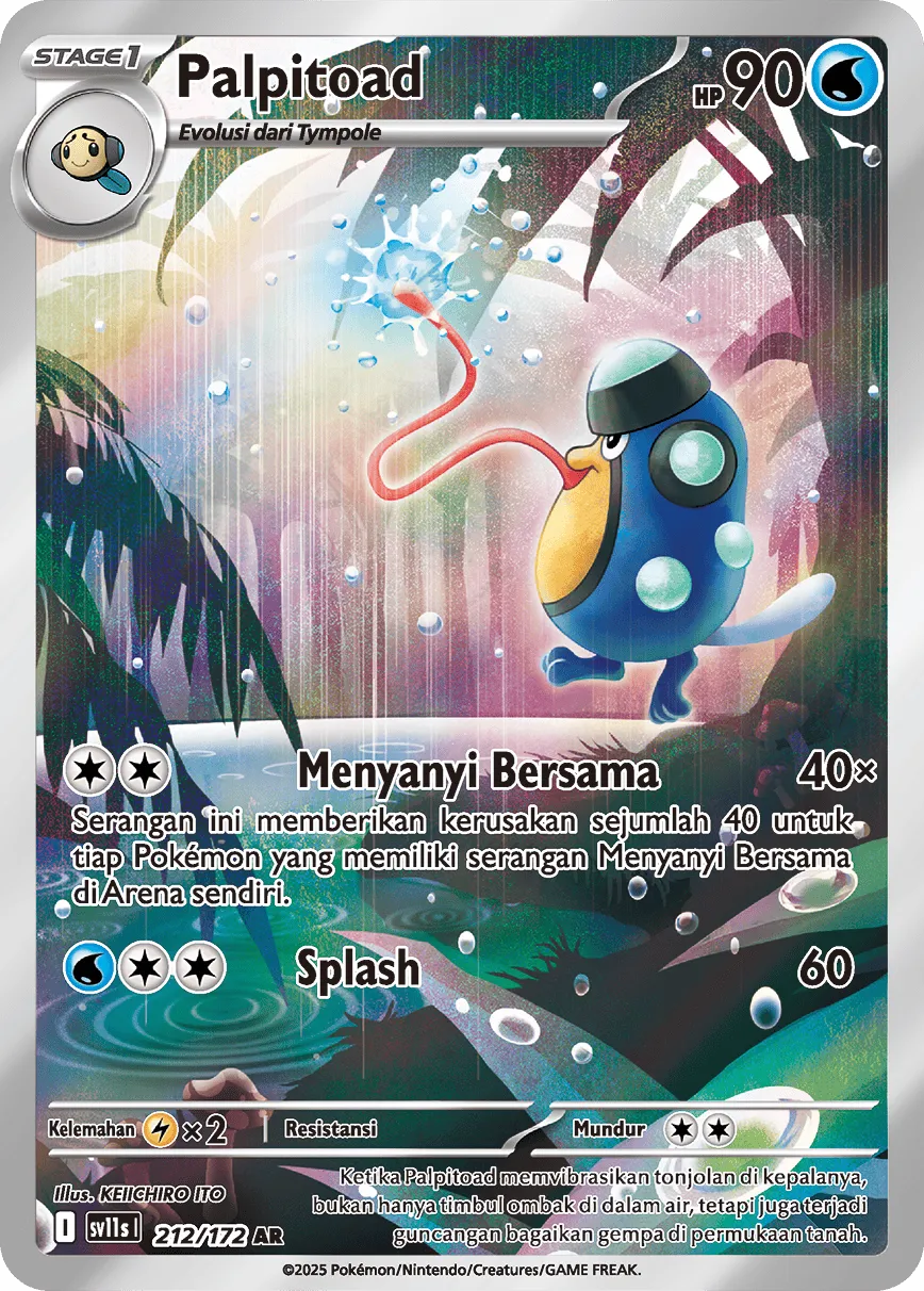 Palpitoad 212 — Black And White (Indonesian Pokémon TCG card)