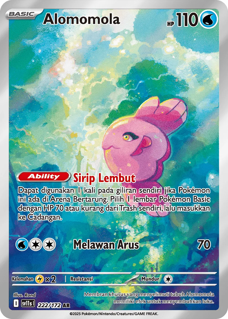 Alomomola 222 — Black And White (Indonesian Pokémon TCG card)
