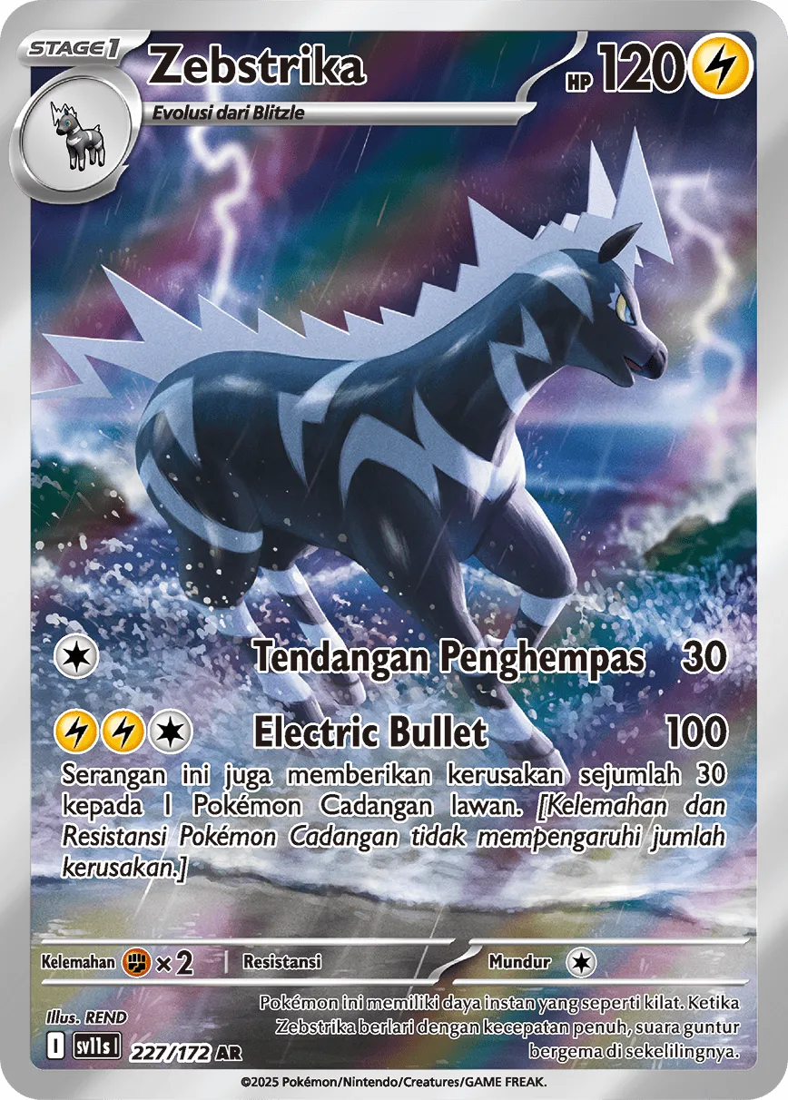 Zebstrika 227 — Black And White (Indonesian Pokémon TCG card)
