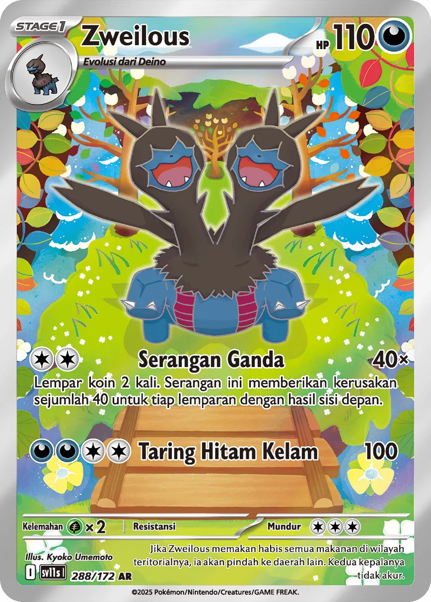 Zweilous 288 — Black And White (Indonesian Pokémon TCG card)