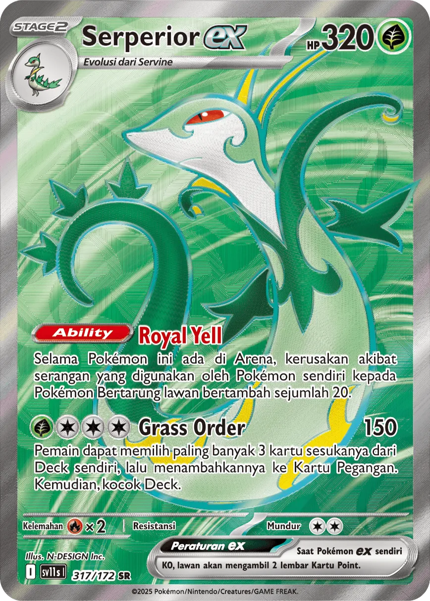 Serperior ex 317 — Black And White (Indonesian Pokémon TCG card)