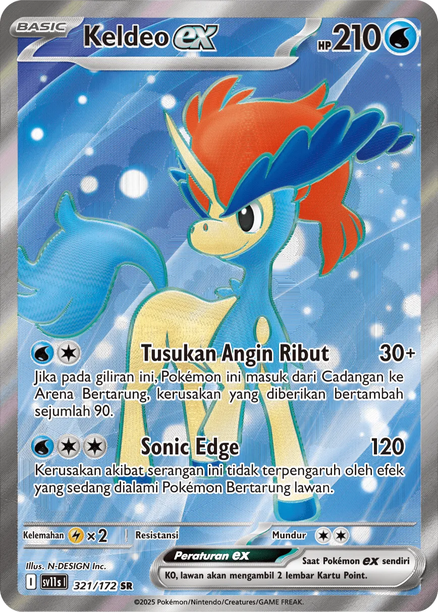Keldeo ex 321 — Black And White (Indonesian Pokémon TCG card)